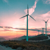 Wind,Turbines,On,Beautiful,Sunny,Summer,Purple,Autumn,Mountain,Landsape.